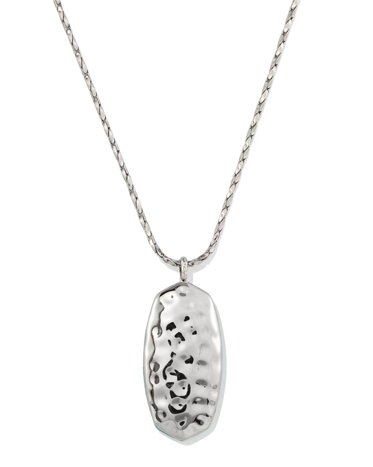 Kendra Scott Danielle Riveted Silver Long Pendant Necklace -   Variegated Turquoise Magnesite