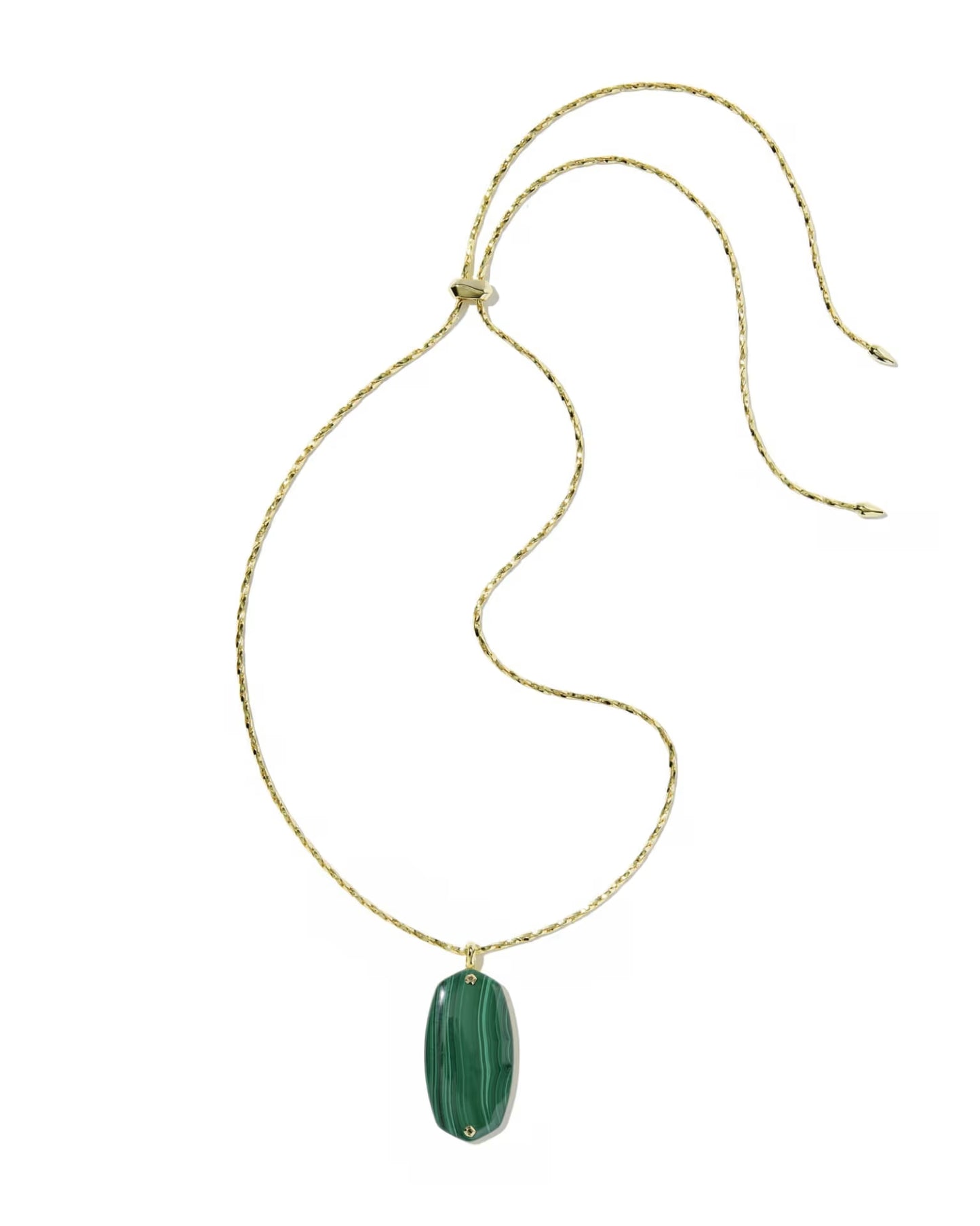Kendra Scott Danielle Riveted Gold Long Pendant Necklace - Green Malachite