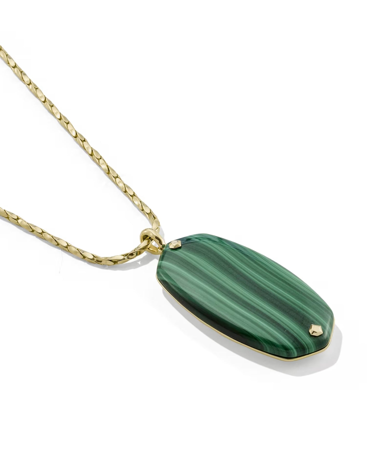 Kendra Scott Danielle Riveted Gold Long Pendant Necklace - Green Malachite