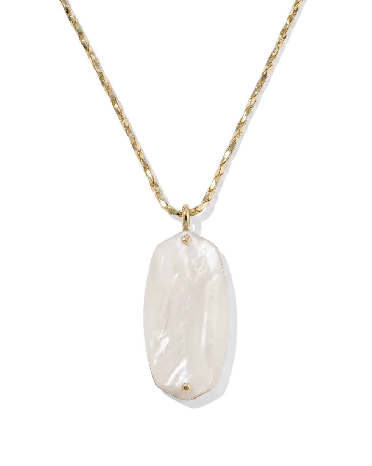 Kendra Scott Danielle Riveted Gold Long Pendant Necklace -  Ivory Mother-of-Pearl