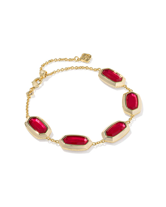 Kendra Scott Elaina Bezel Gold Delicate Chain Bracelet Carmine Red Illusion