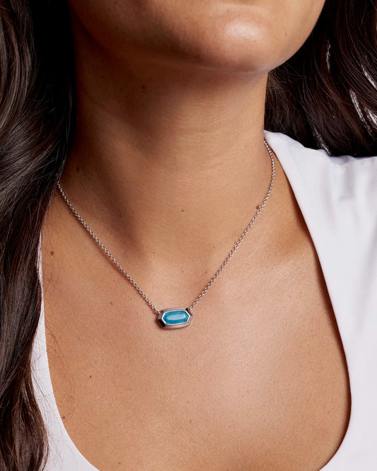 Kendra Scott Elisa Bezel Silver Short Pendant Necklace
