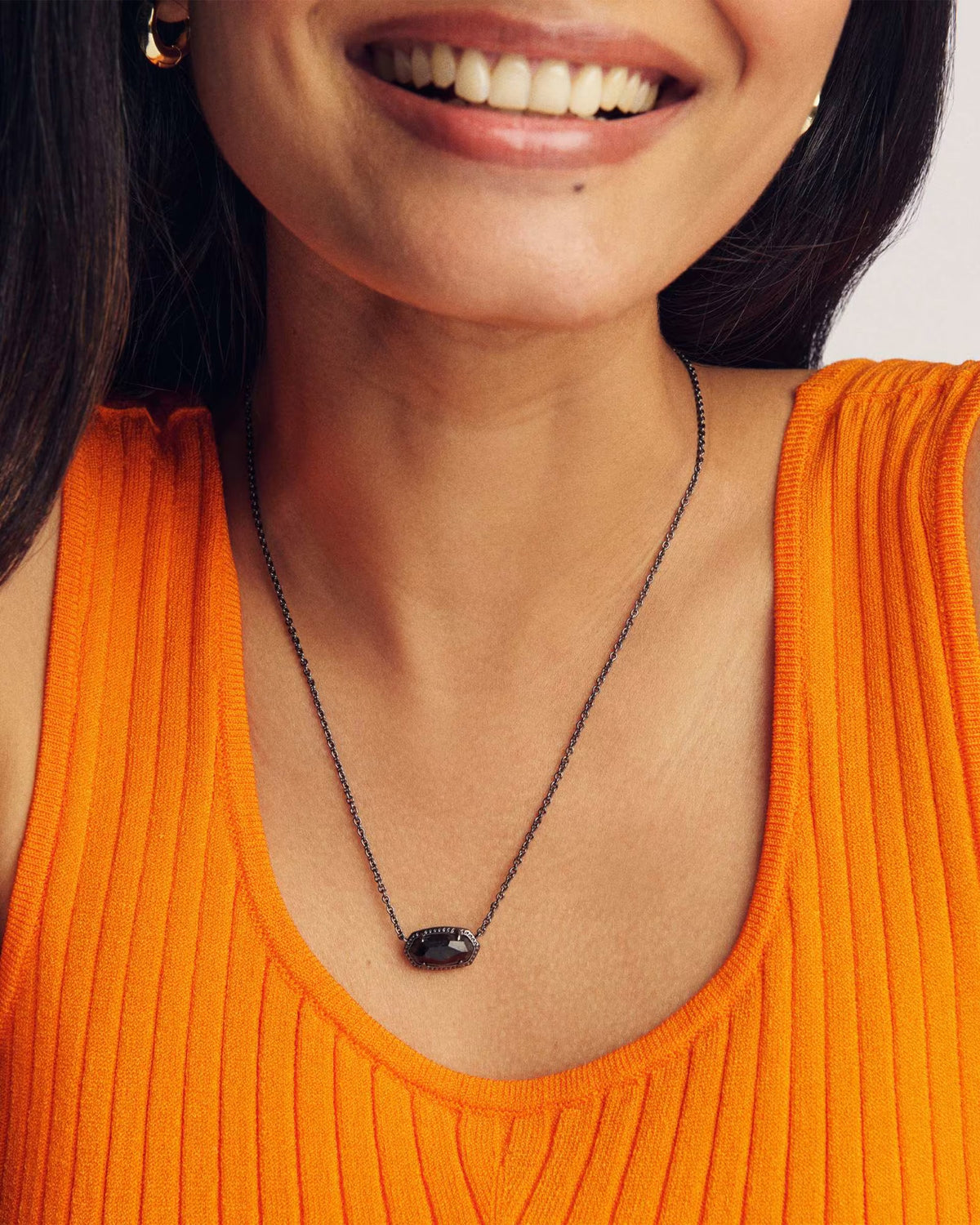 Kendra Scott Elisa Gunmetal Boo Short Pendant Necklace -  Gunmetal