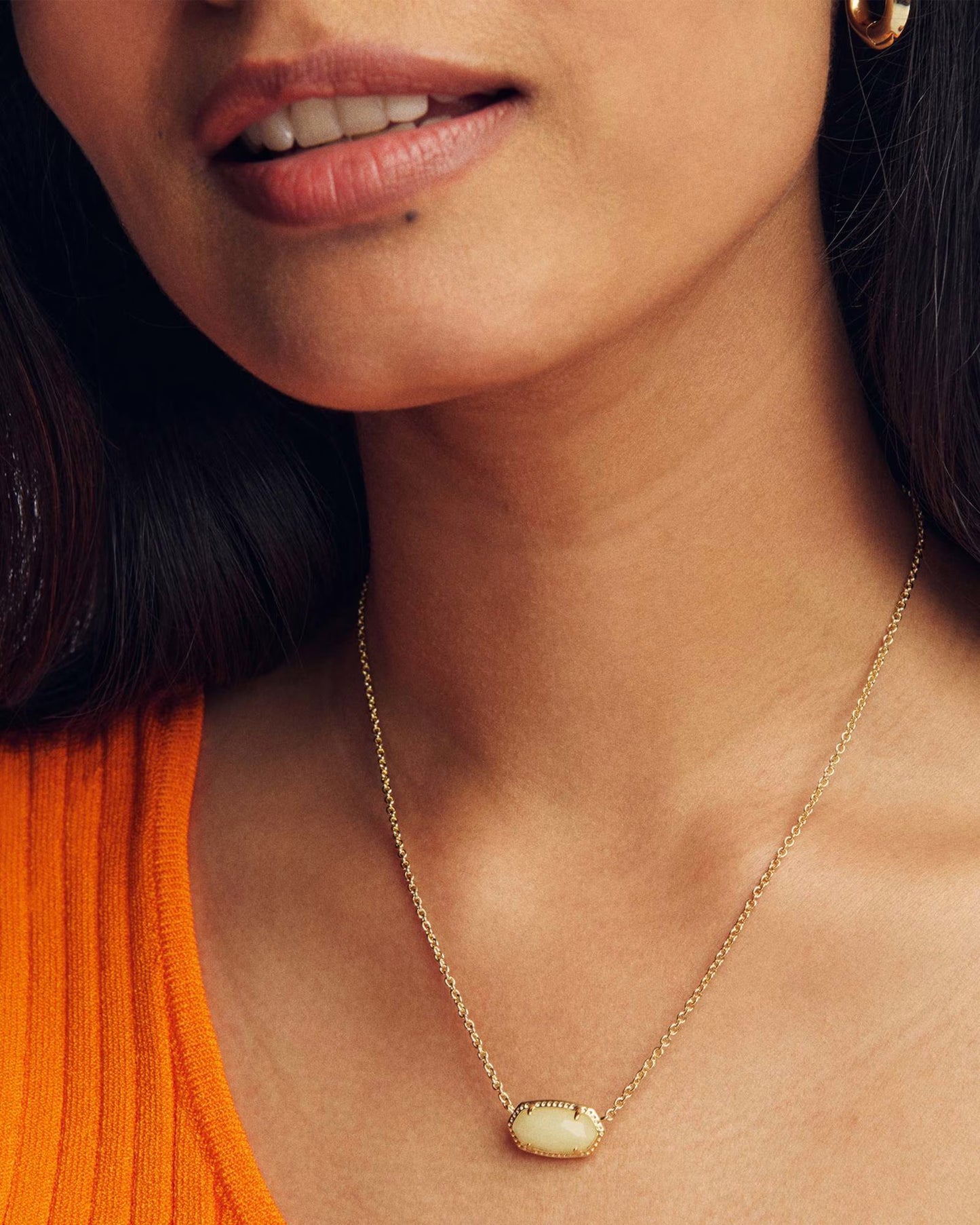 Kendra Scott Elisa Gold Boo Short Pendant Necklace -  White Glow In The Dark Glass