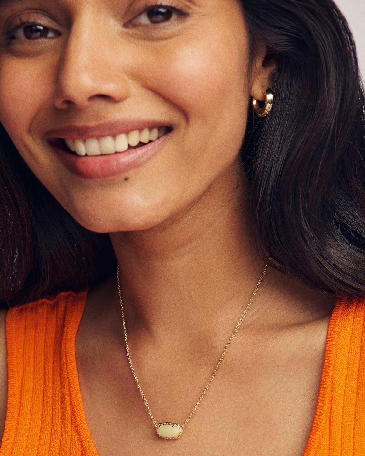 Kendra Scott Elisa Gold Boo Short Pendant Necklace -  White Glow In The Dark Glass