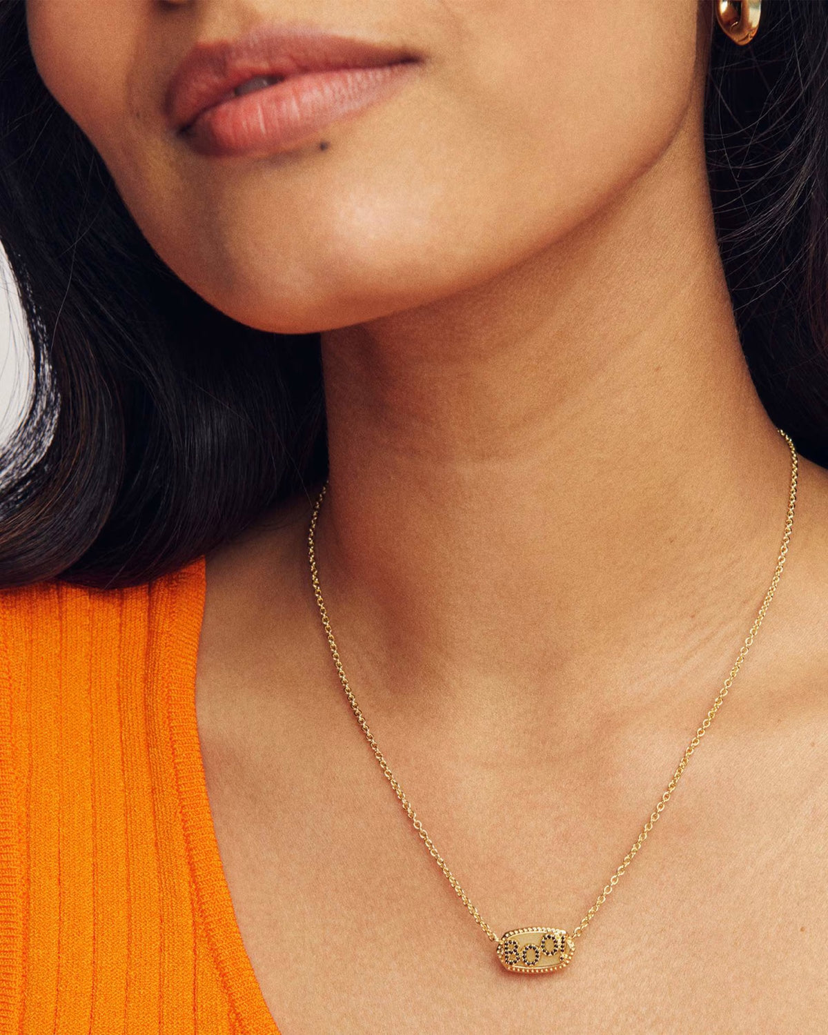 Kendra Scott Elisa Gold Boo Short Pendant Necklace -  White Glow In The Dark Glass