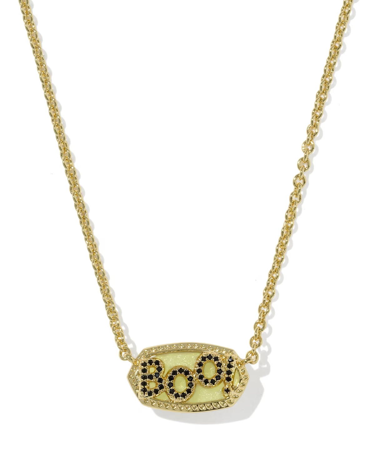 Kendra Scott Elisa Gold Boo Short Pendant Necklace -  White Glow In The Dark Glass