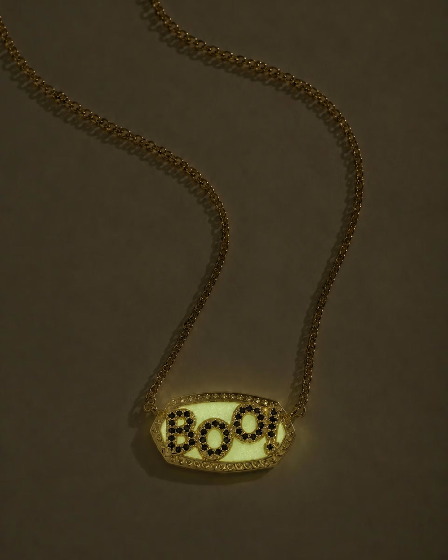 Kendra Scott Elisa Gold Boo Short Pendant Necklace -  White Glow In The Dark Glass