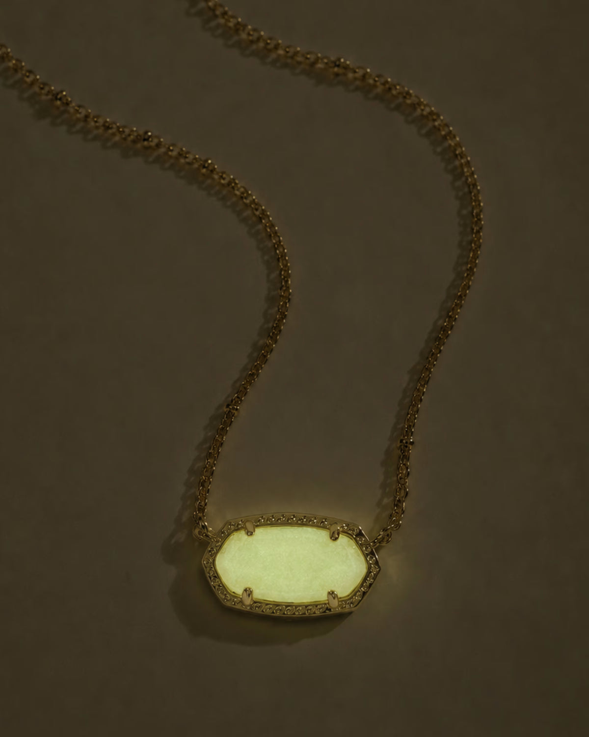 Kendra Scott Elisa Gold Boo Short Pendant Necklace -  White Glow In The Dark Glass
