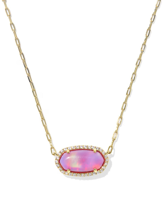 Elisa Pave Frame Gold Short Pendant Necklace