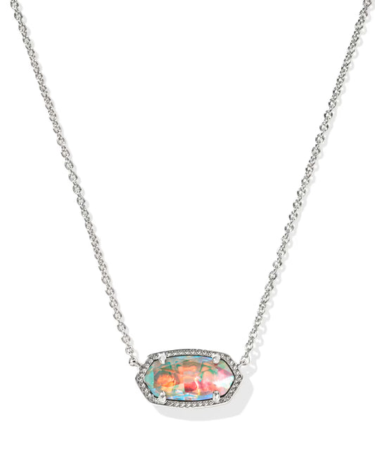 Kendra Scott Elisa Silver Pendant Necklace in Dichroic Glass