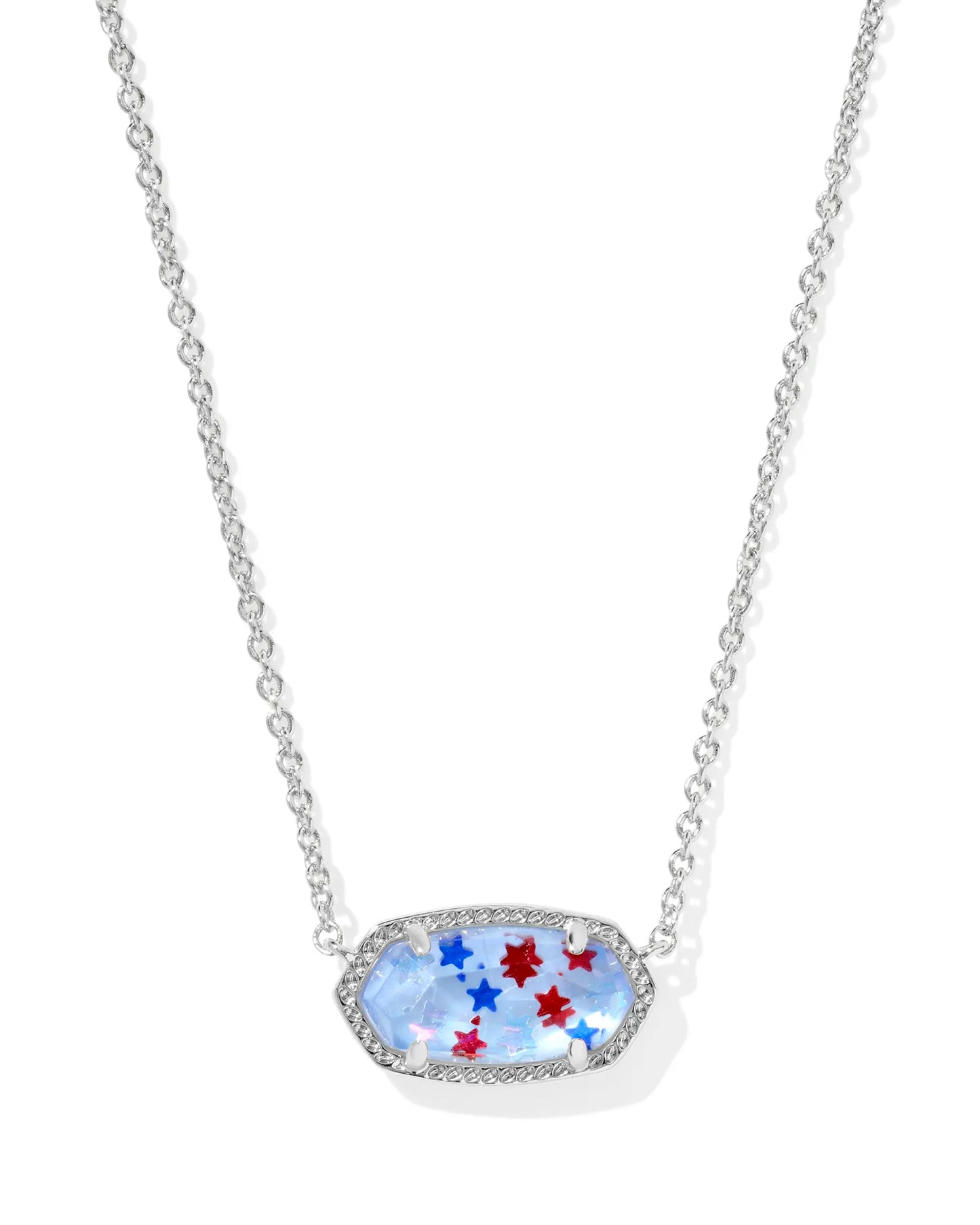 Elisa Gold Pendant Necklace in Red White Blue Illusion