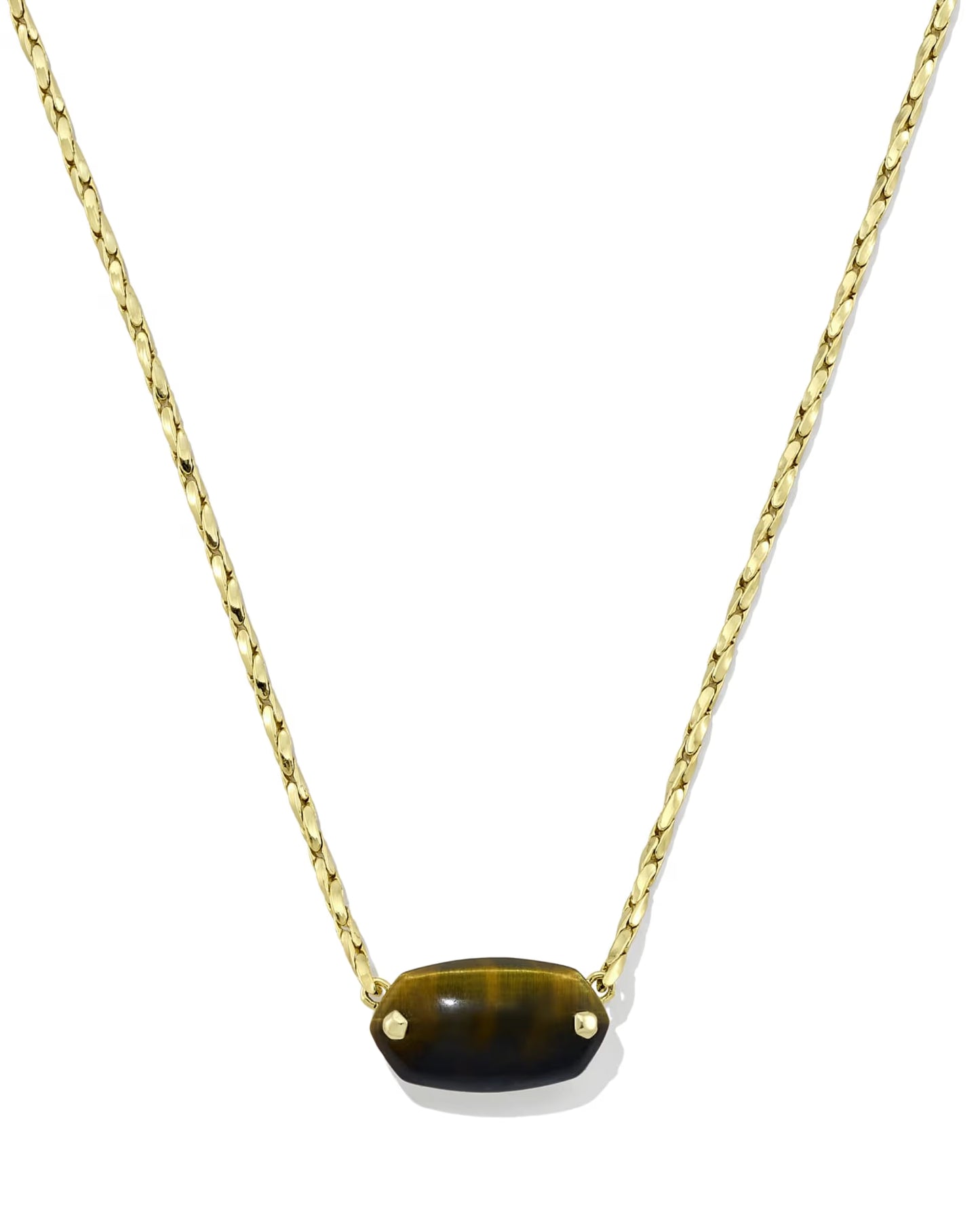 Kendra Scott Elisa Riveted Gold Short Pendant Necklace - Dark Brown Hawk'S Eye