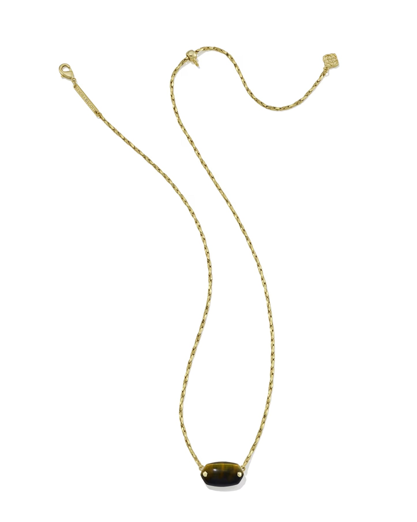 Kendra Scott Elisa Riveted Gold Short Pendant Necklace - Dark Brown Hawk'S Eye
