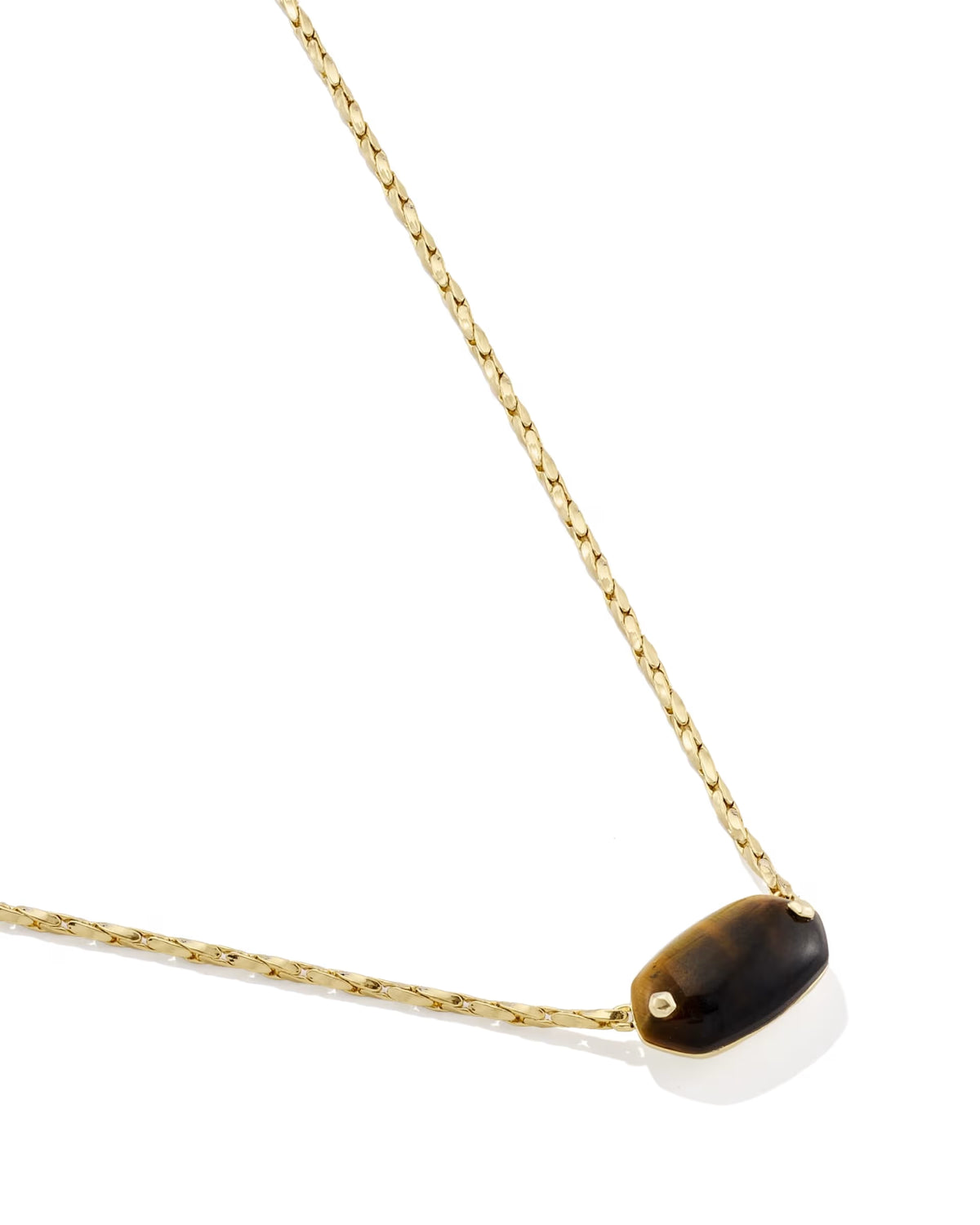 Kendra Scott Elisa Riveted Gold Short Pendant Necklace - Dark Brown Hawk'S Eye