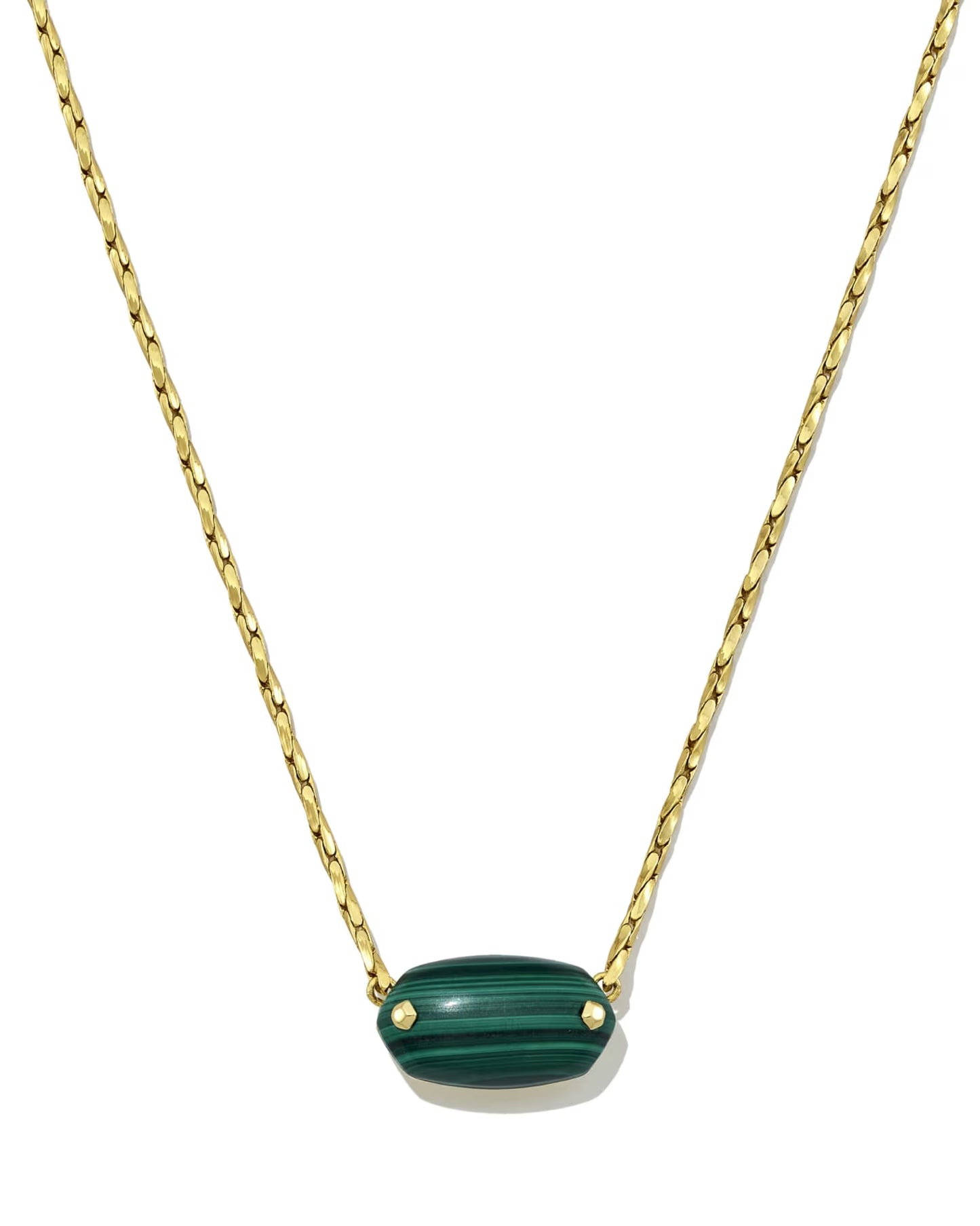 Kendra Scott Elisa Riveted Gold Short Pendant Necklace -  Green Malachite