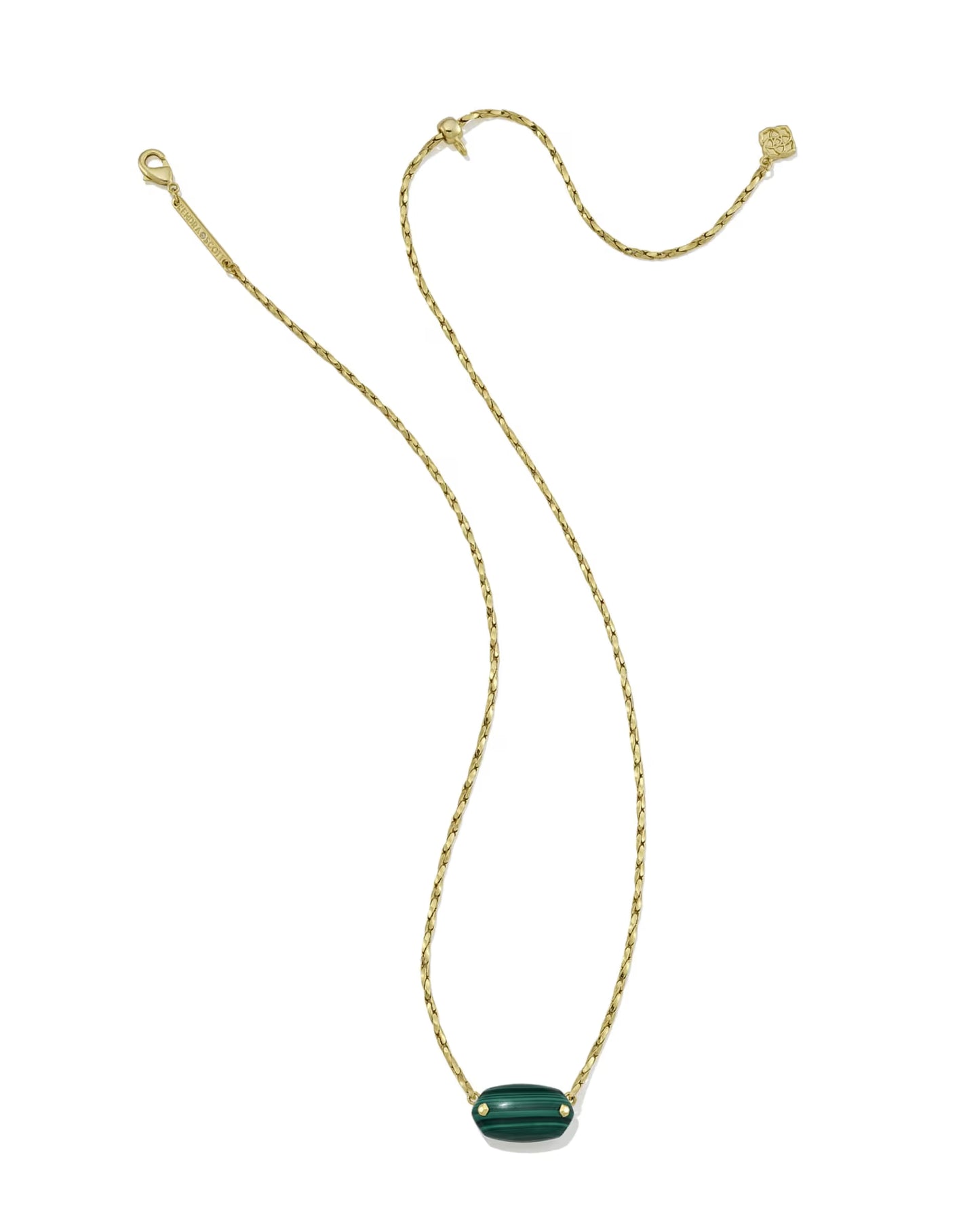 Kendra Scott Elisa Riveted Gold Short Pendant Necklace -  Green Malachite
