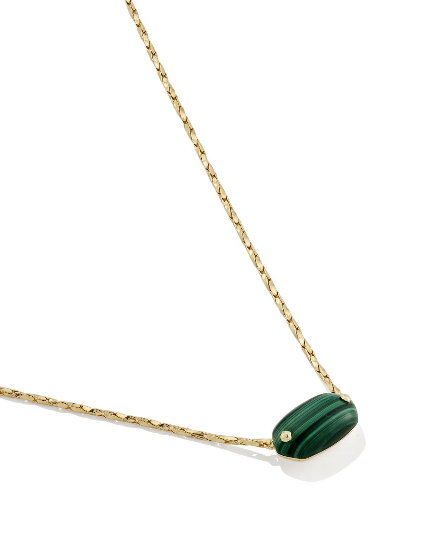 Kendra Scott Elisa Riveted Gold Short Pendant Necklace -  Green Malachite
