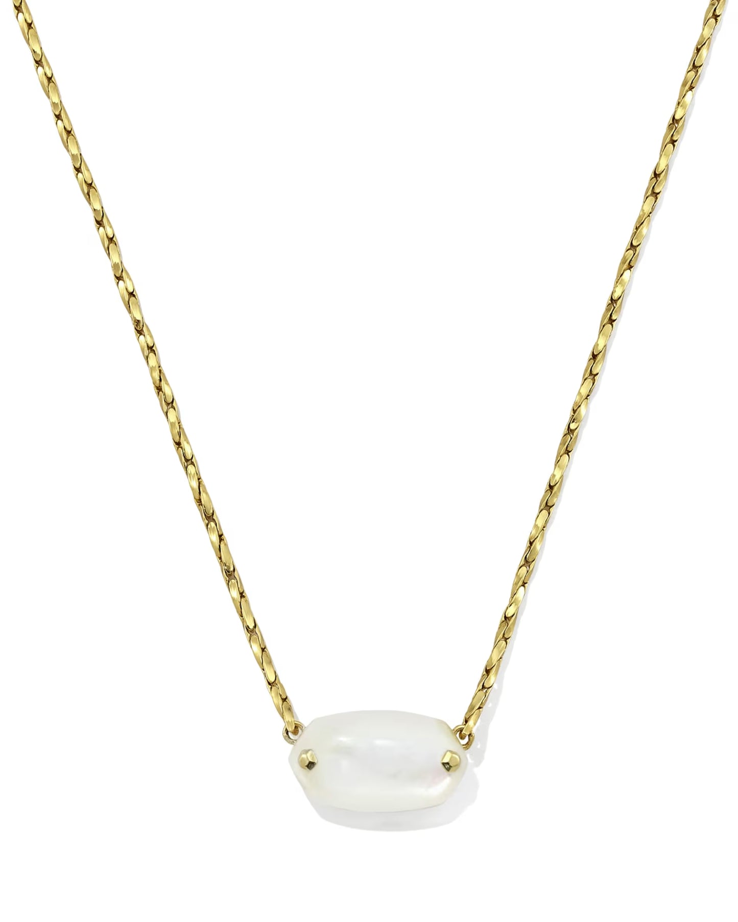 Kendra Scott Elisa Riveted Gold Short Pendant Necklace -  Ivory Mother-of-Pearl