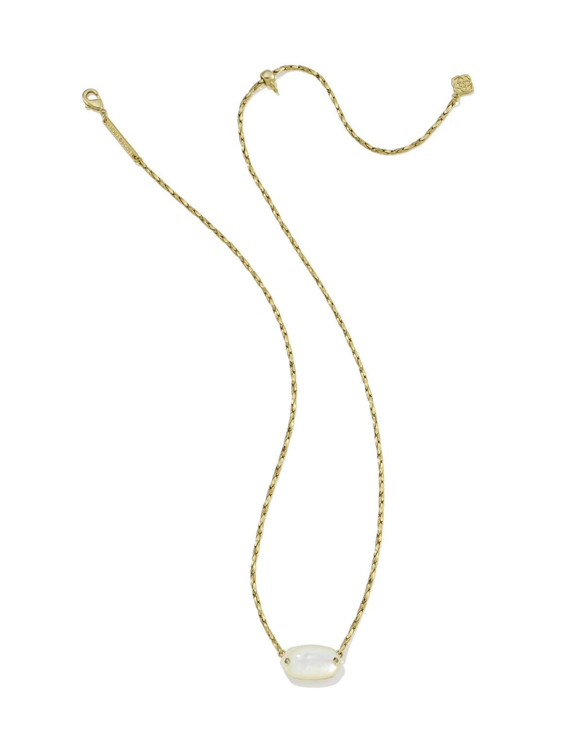 Kendra Scott Elisa Riveted Gold Short Pendant Necklace -  Ivory Mother-of-Pearl