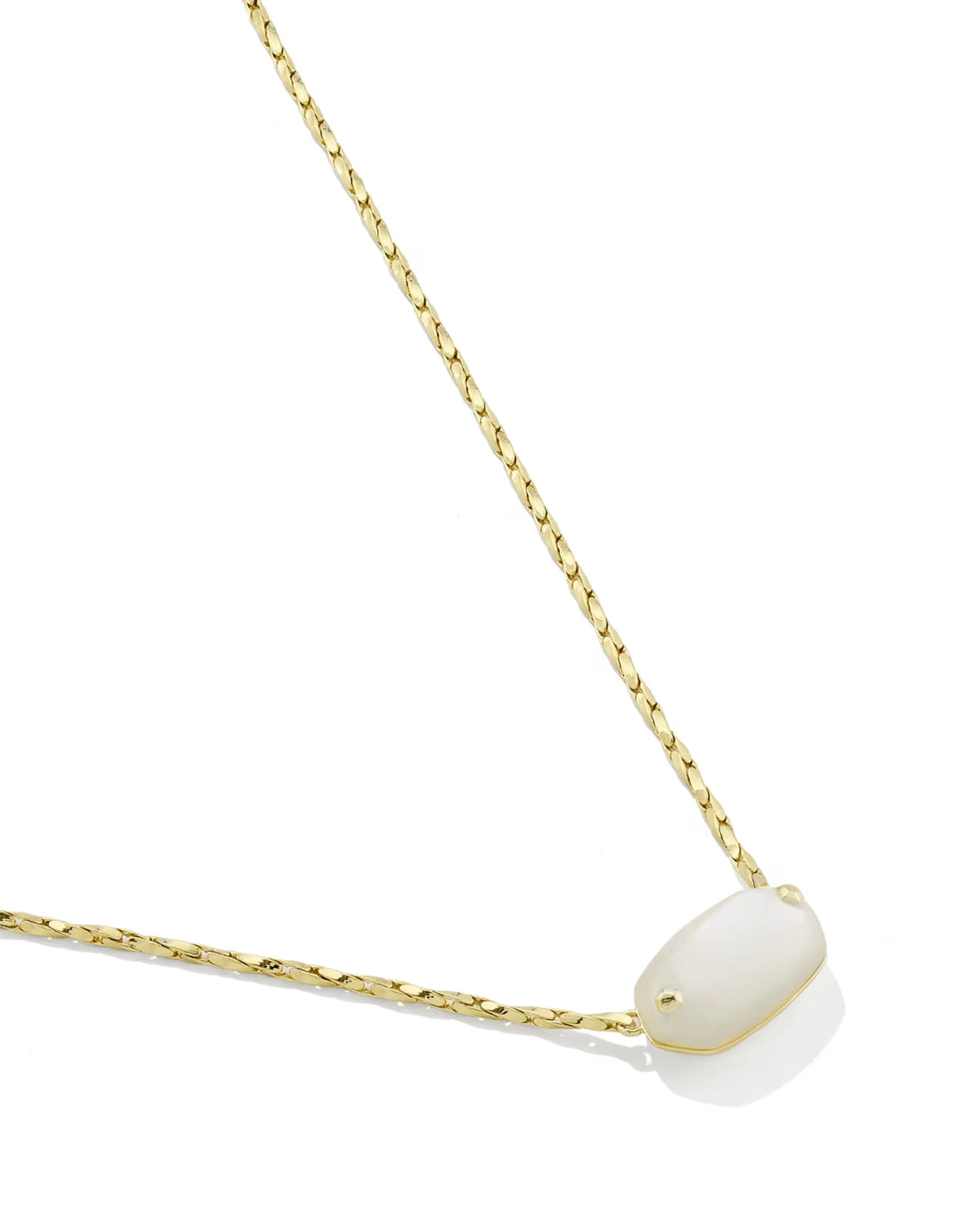 Kendra Scott Elisa Riveted Gold Short Pendant Necklace -  Ivory Mother-of-Pearl