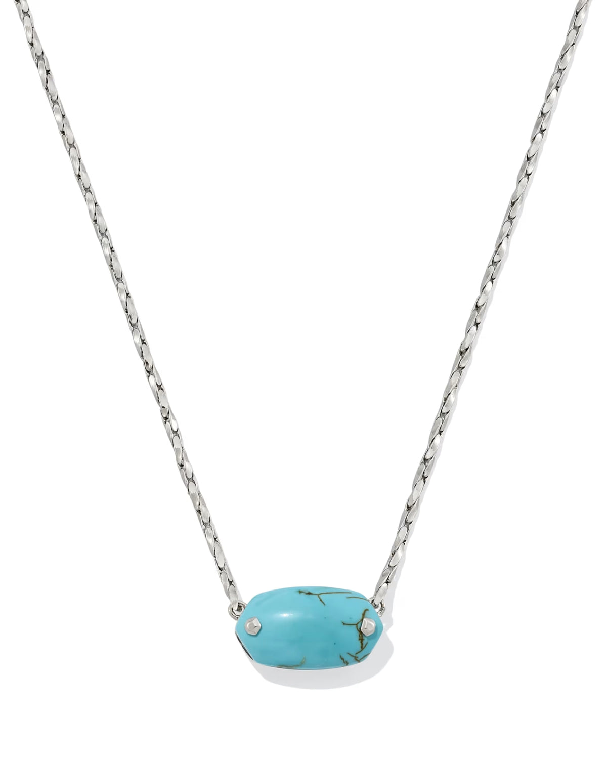 Kendra Scott Elisa Riveted Silver Short Pendant Necklace - Variegated Turquoise Magnesite