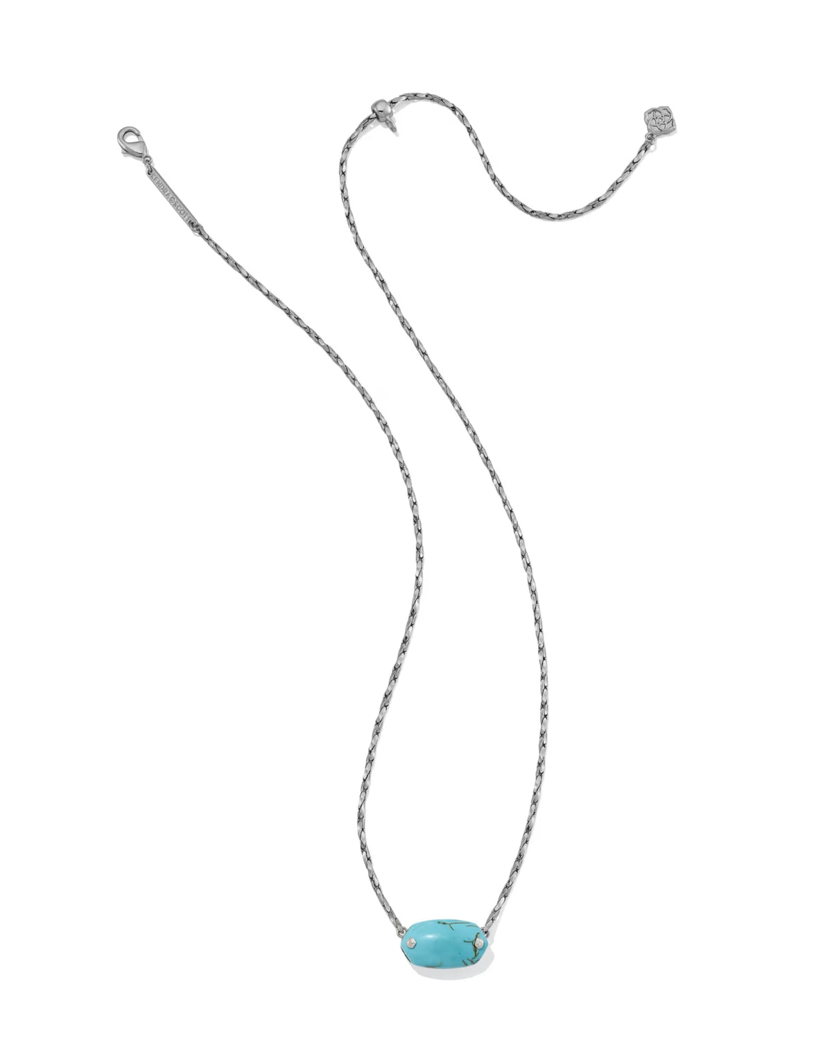 Kendra Scott Elisa Riveted Silver Short Pendant Necklace - Variegated Turquoise Magnesite