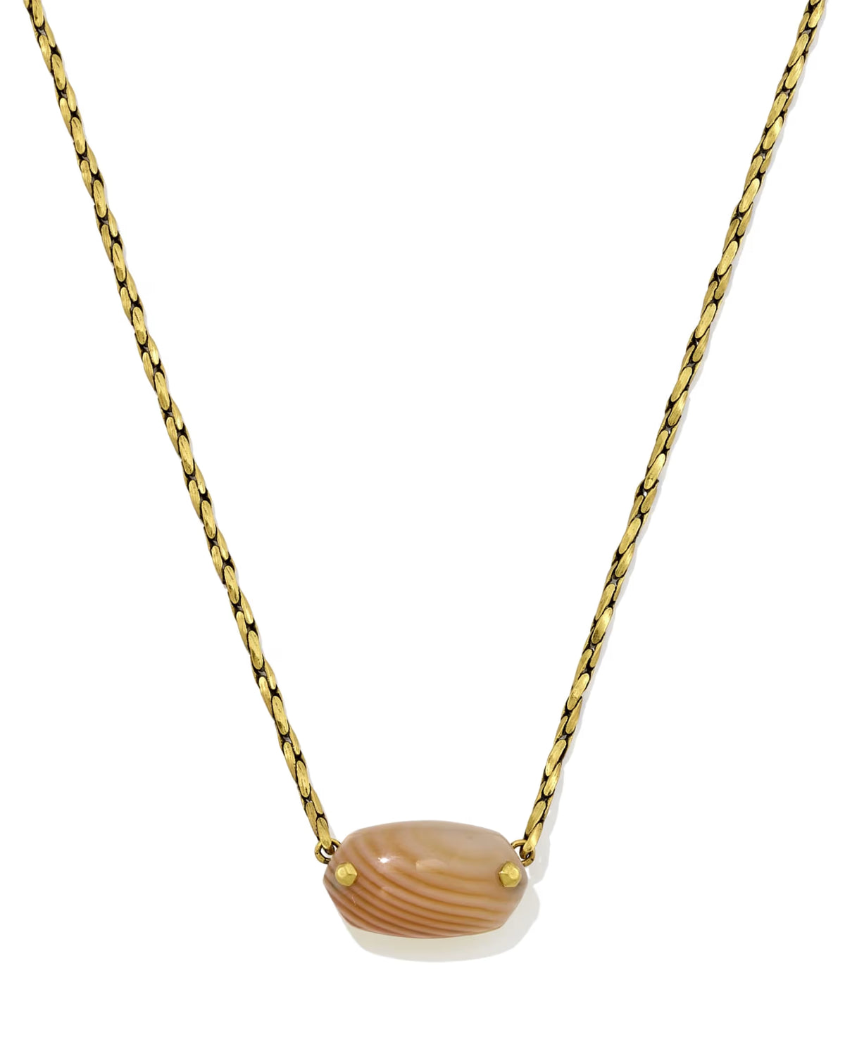 Kendra Scott Elisa Riveted Gold Short Pendant Necklace -  Orange Banded Agate