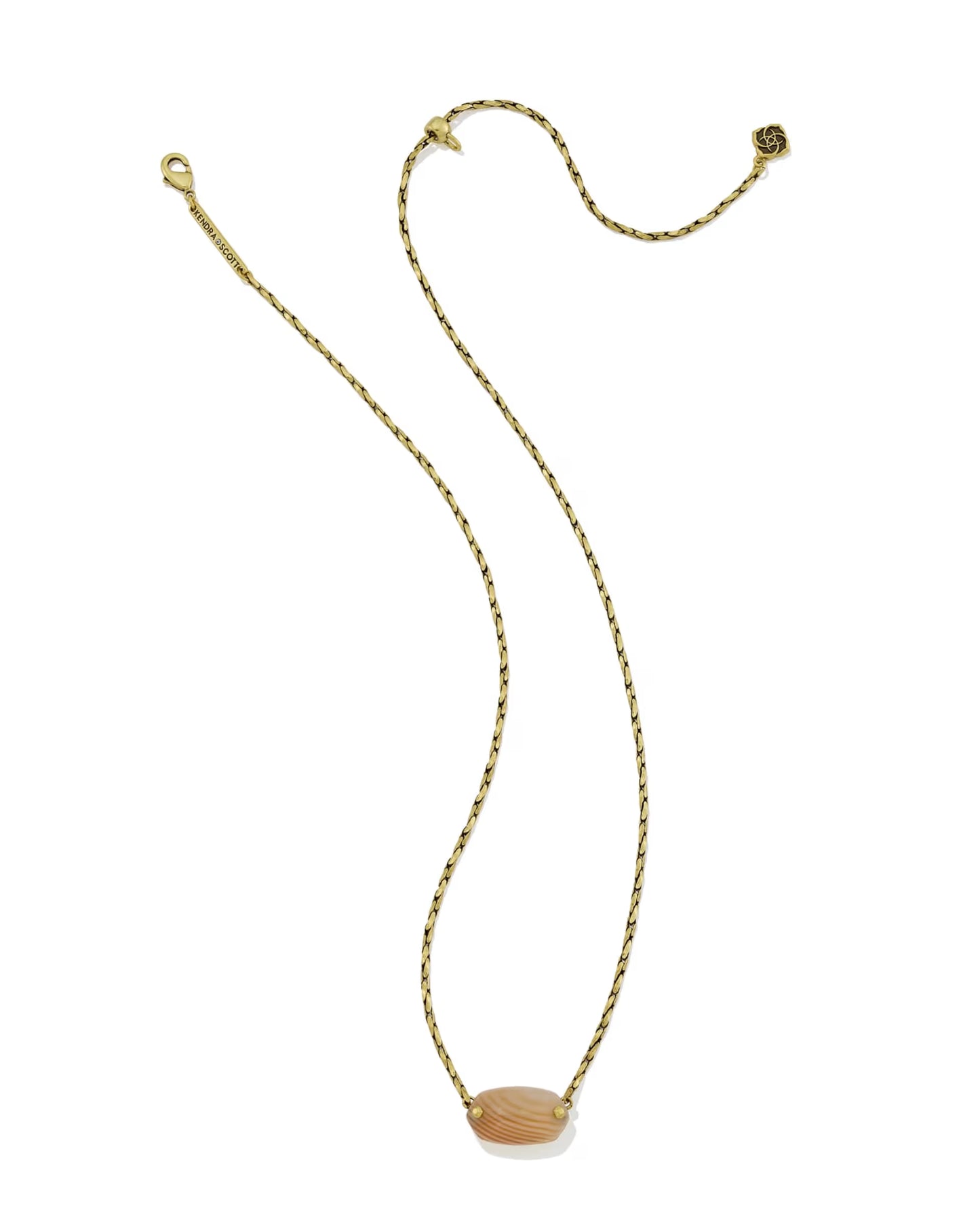 Kendra Scott Elisa Riveted Gold Short Pendant Necklace -  Orange Banded Agate