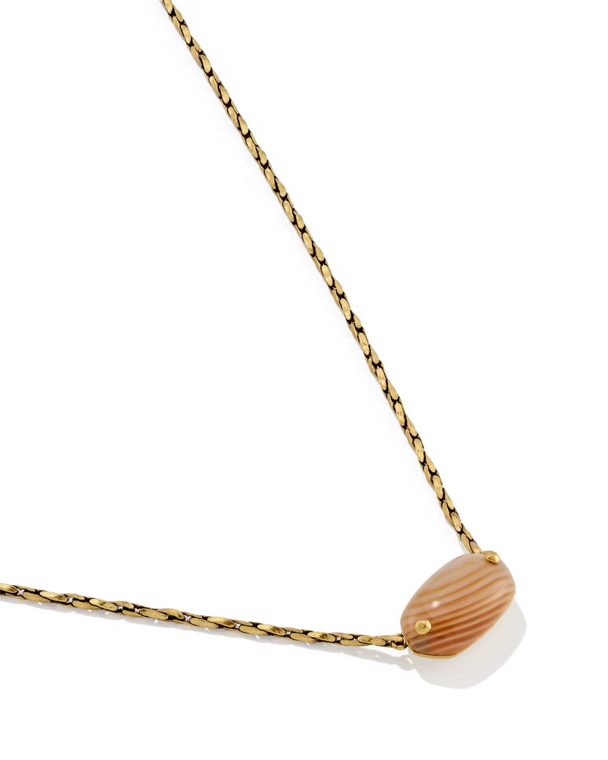 Kendra Scott Elisa Riveted Gold Short Pendant Necklace -  Orange Banded Agate