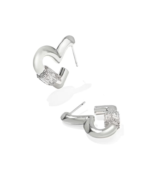 Kendra Scott Emery Heart Silver Hoop Earrings