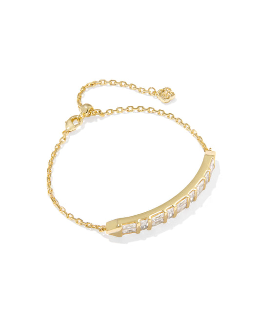 Kendra Scott Jamie Gold Delicate Chain Bracelet White CZ
