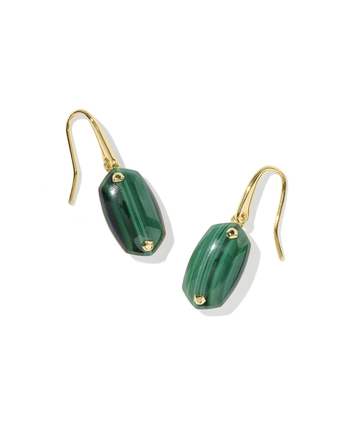 Kendra Scott Lee Riveted Gold Drop Earrings - Green Malachite