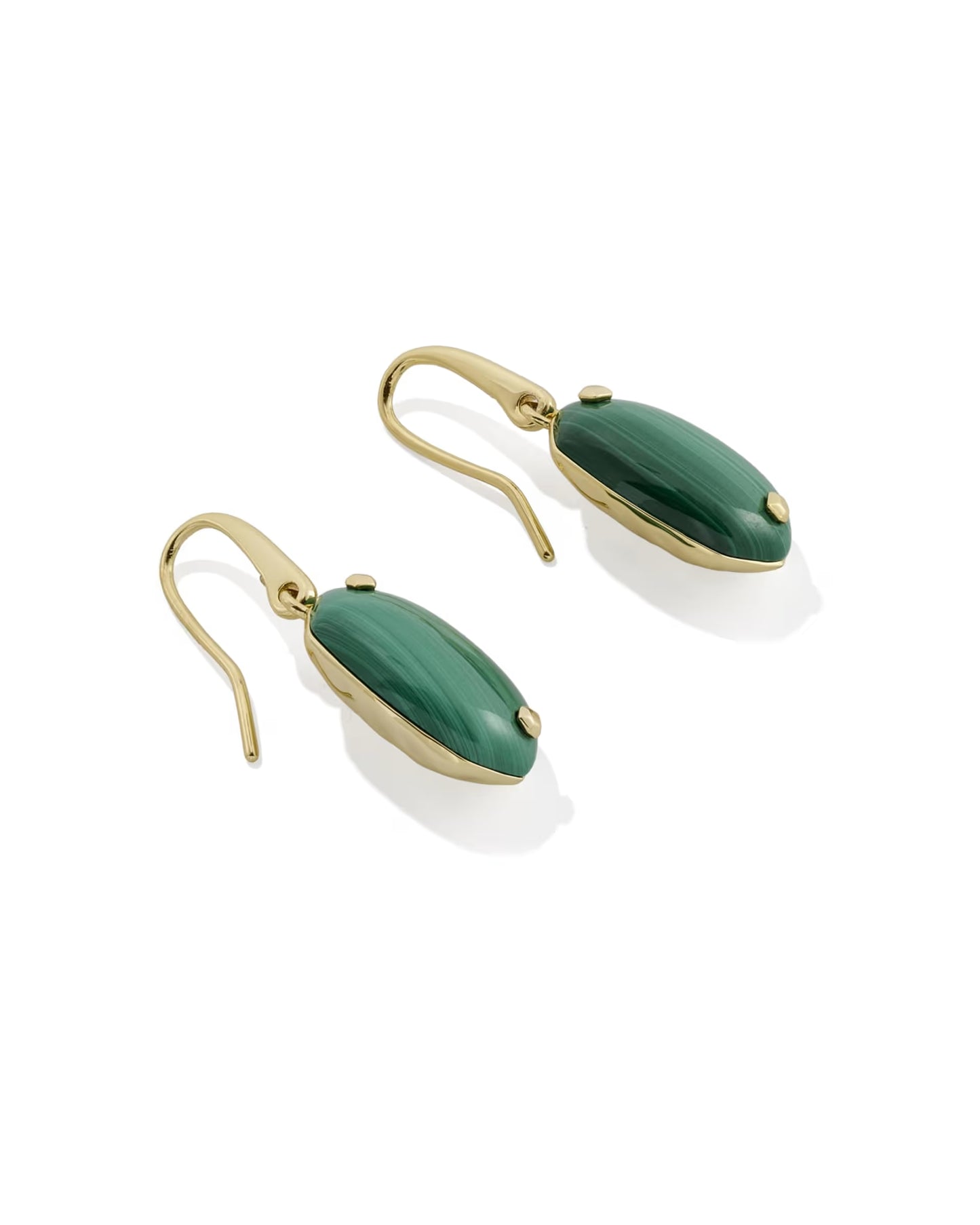 Kendra Scott Lee Riveted Gold Drop Earrings - Green Malachite