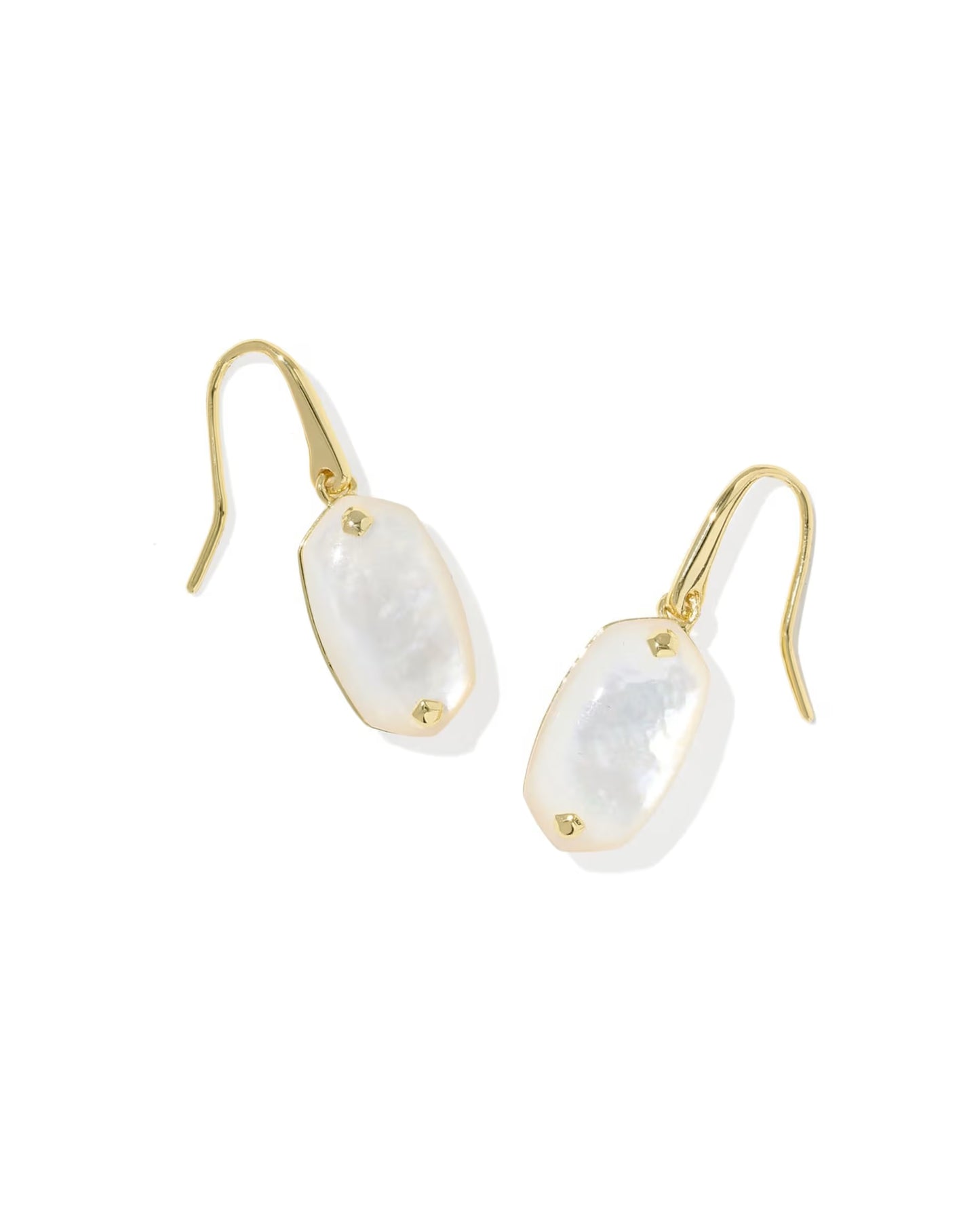 Kendra Scott Lee Riveted Gold Drop Earrings - Ivory Mother-of-Pearl