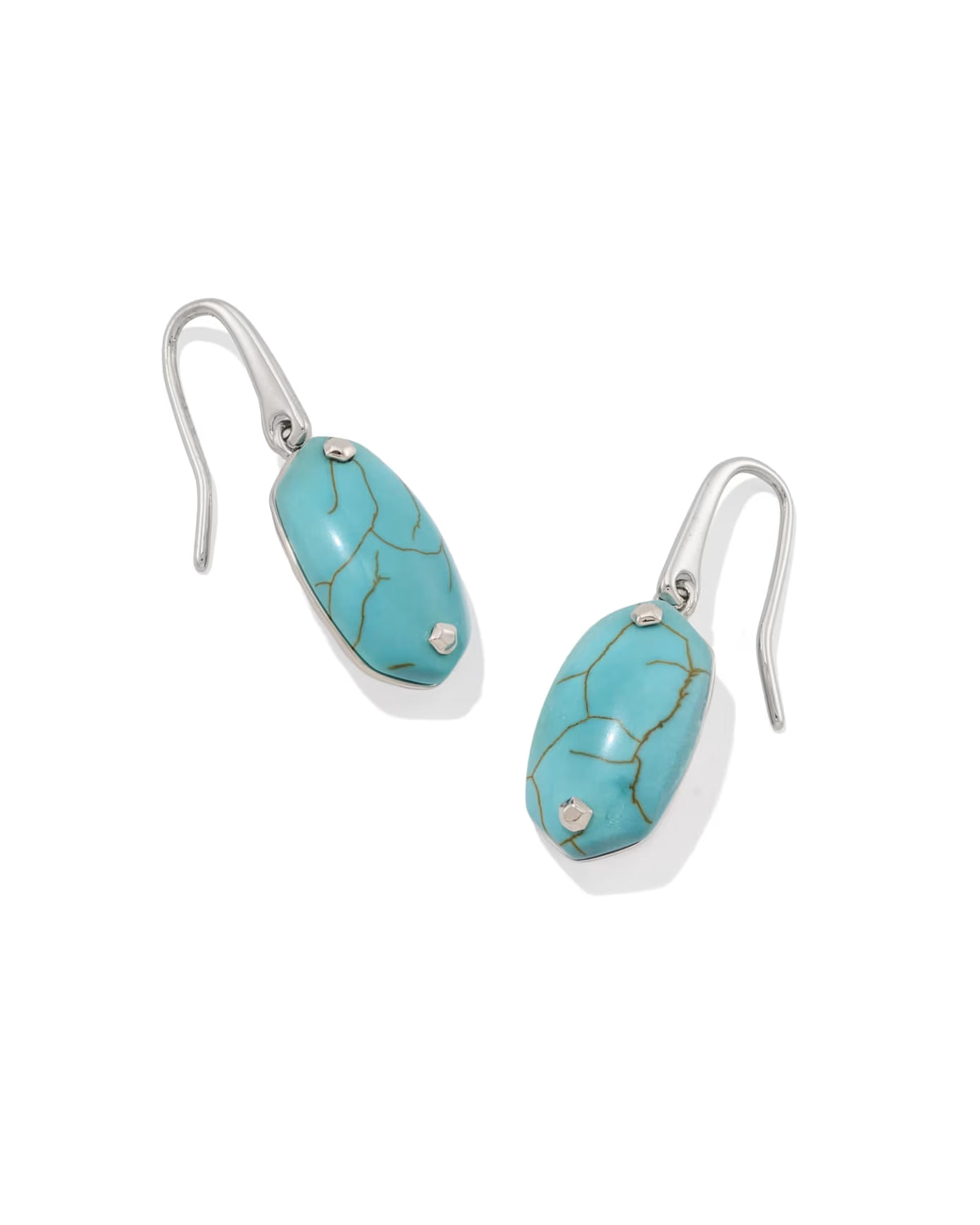 Kendra Scott Lee Riveted Silver Drop Earrings - Variegated Turquoise Magnesite