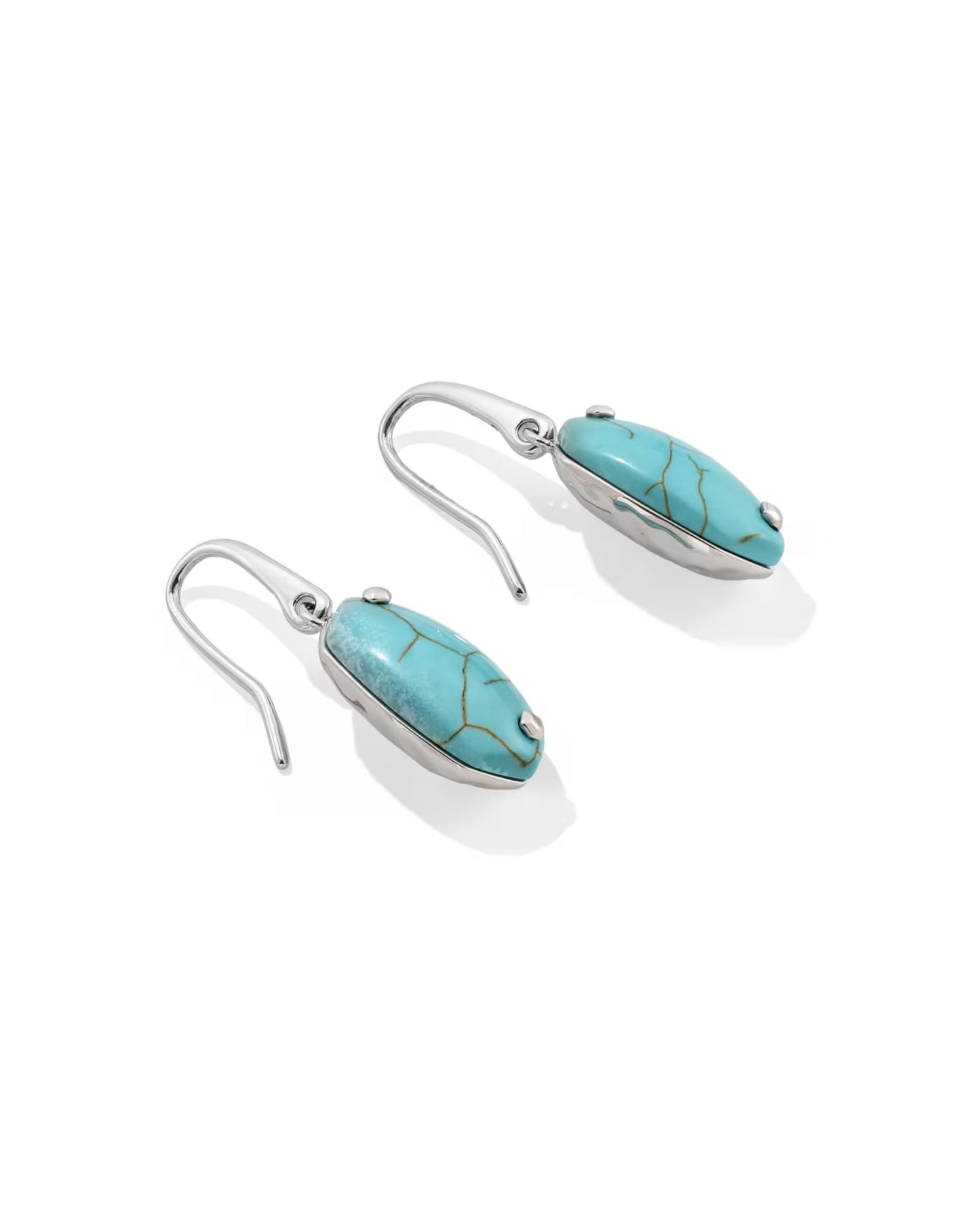 Kendra Scott Lee Riveted Silver Drop Earrings - Variegated Turquoise Magnesite