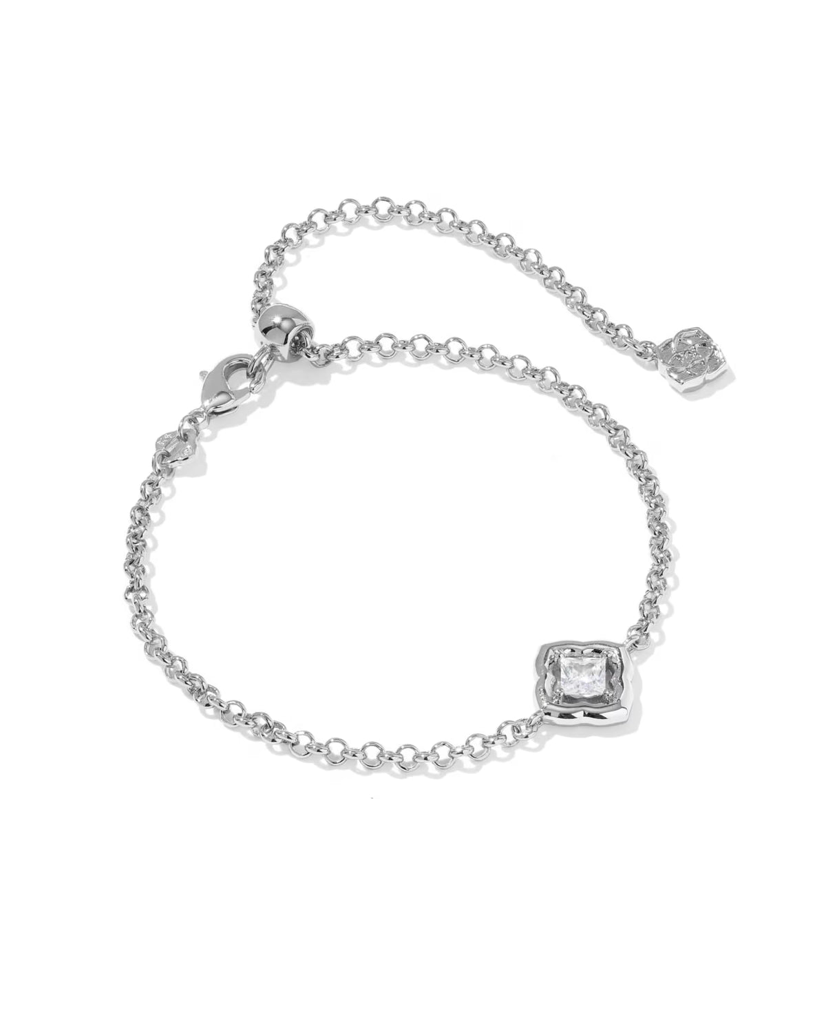 Kendra Scott Mallory Crystal Silver Delicate Chain Bracelet