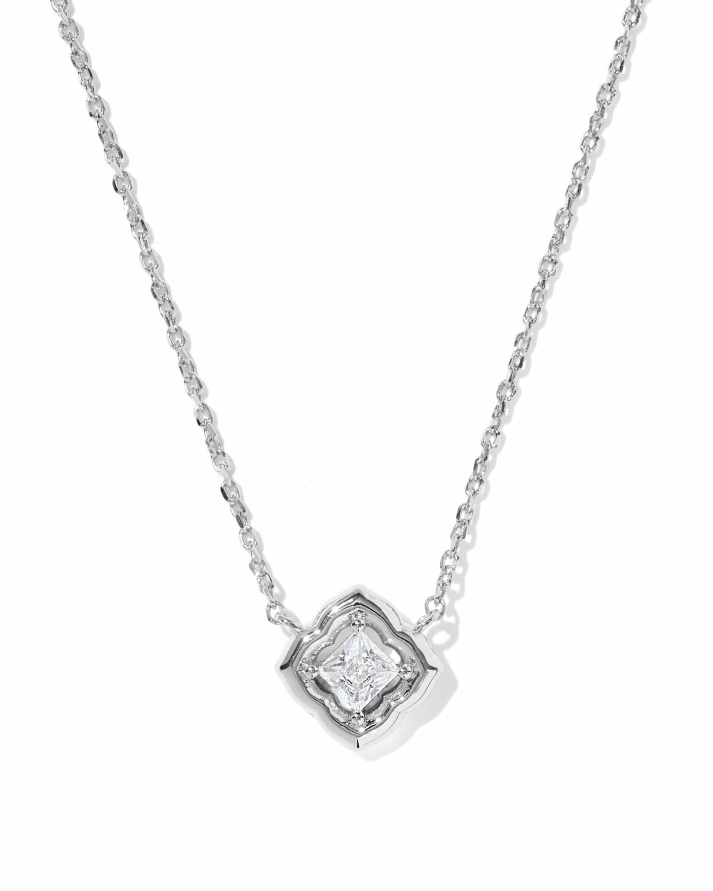 Kendra Scott Mallory Crystal Silver Short Pendant Necklace