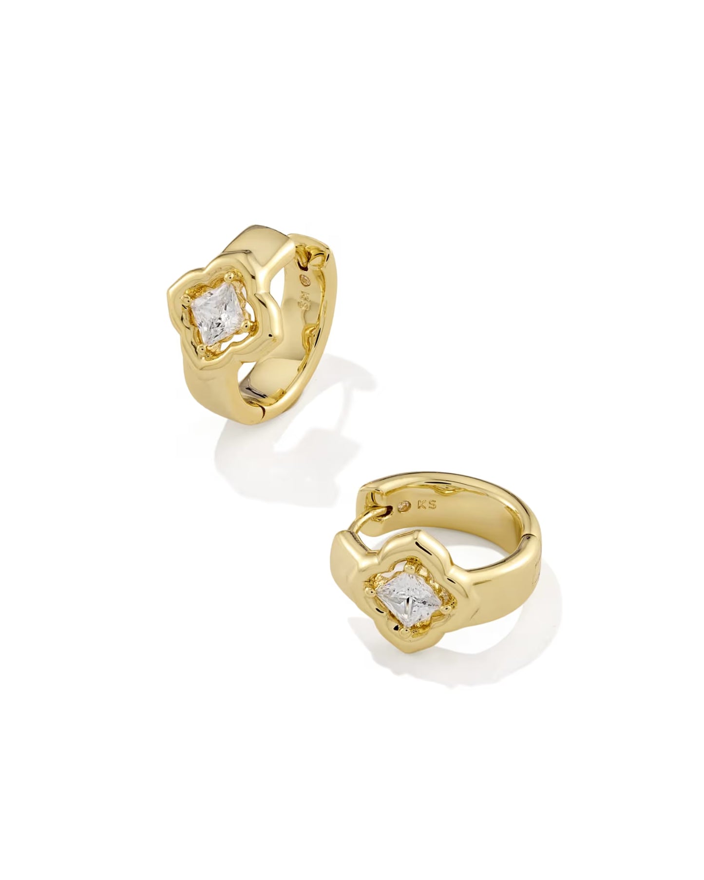 Kendra Scott Mallory Crystal Gold Huggie Earrings