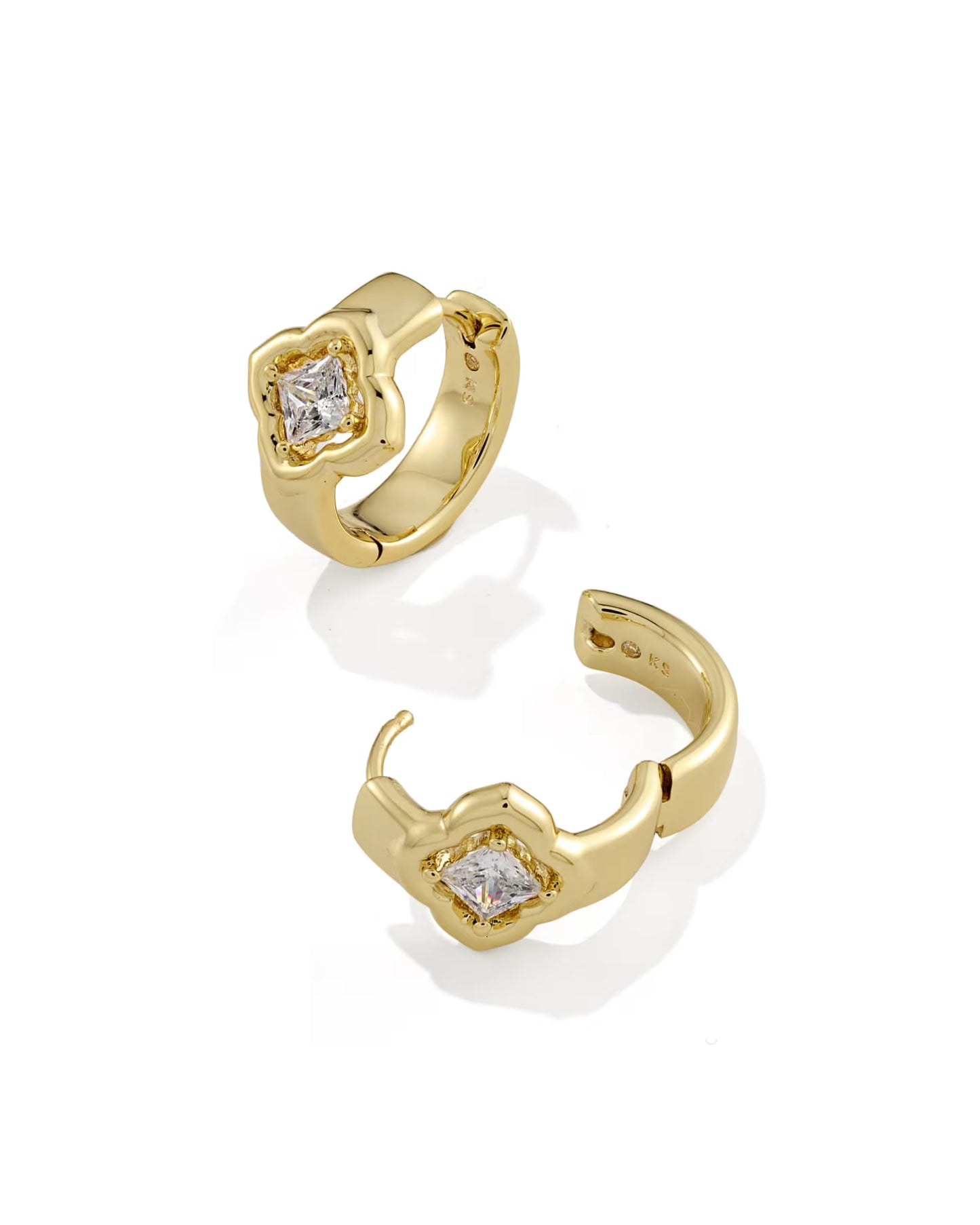 Kendra Scott Mallory Crystal Gold Huggie Earrings