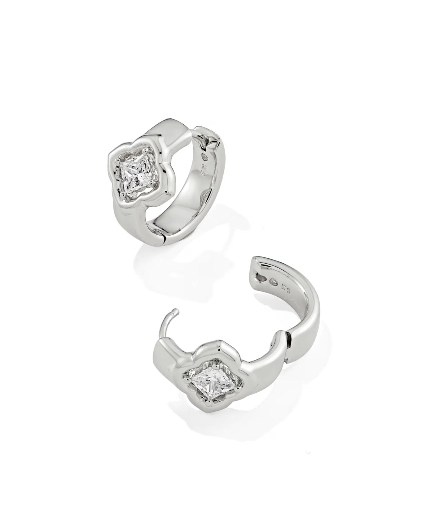 Kendra Scott Mallory Crystal Silver Huggie Earrings