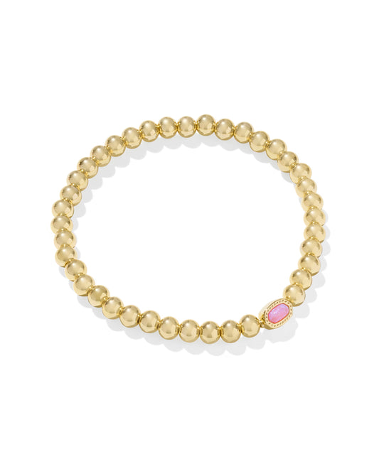 Kendra Scott Mini Elaina Gold Stretch Bracelet - Carnation Lab Grown Opal