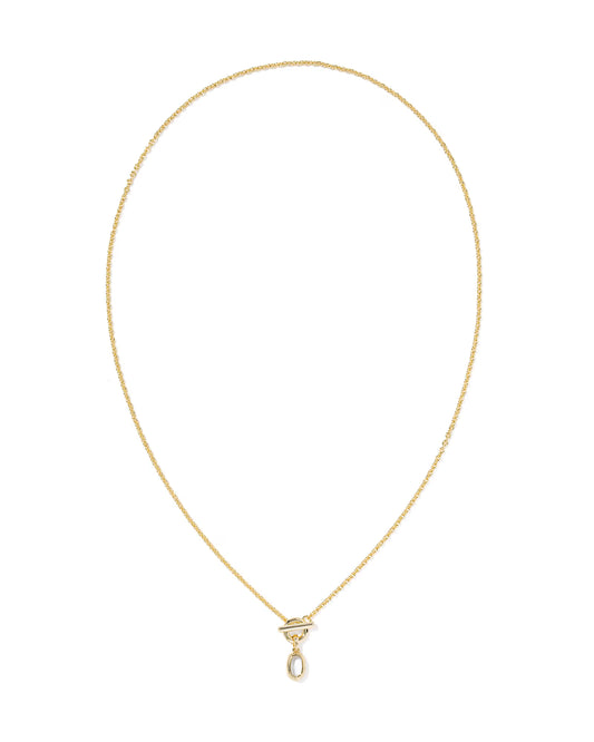 Kendra Scott Mini Elisa Toggle Gold Short Pendant Necklace Ivory Mother-of-Pearl