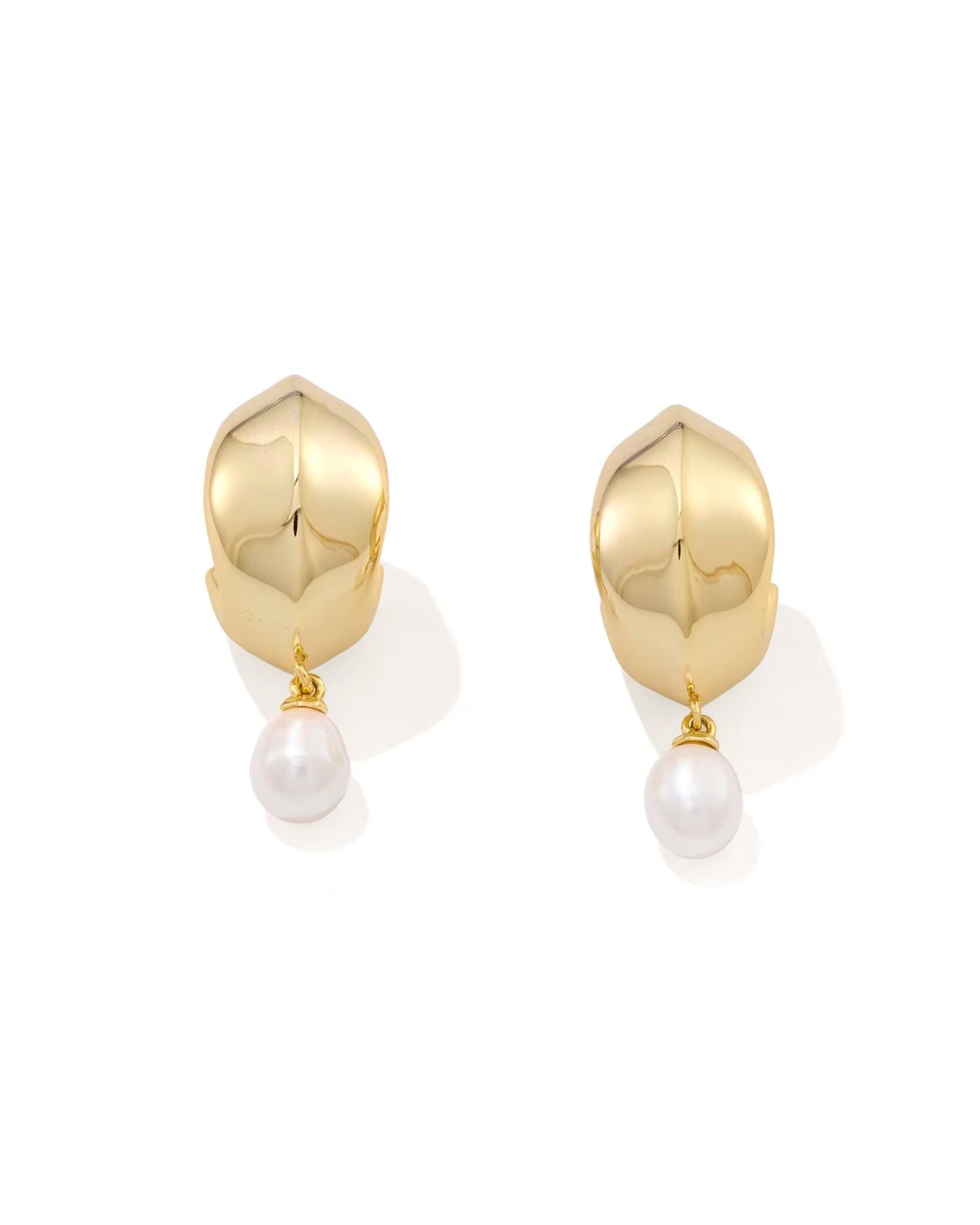 Kendra Scott Oakland Pearl Gold Huggie Earrings