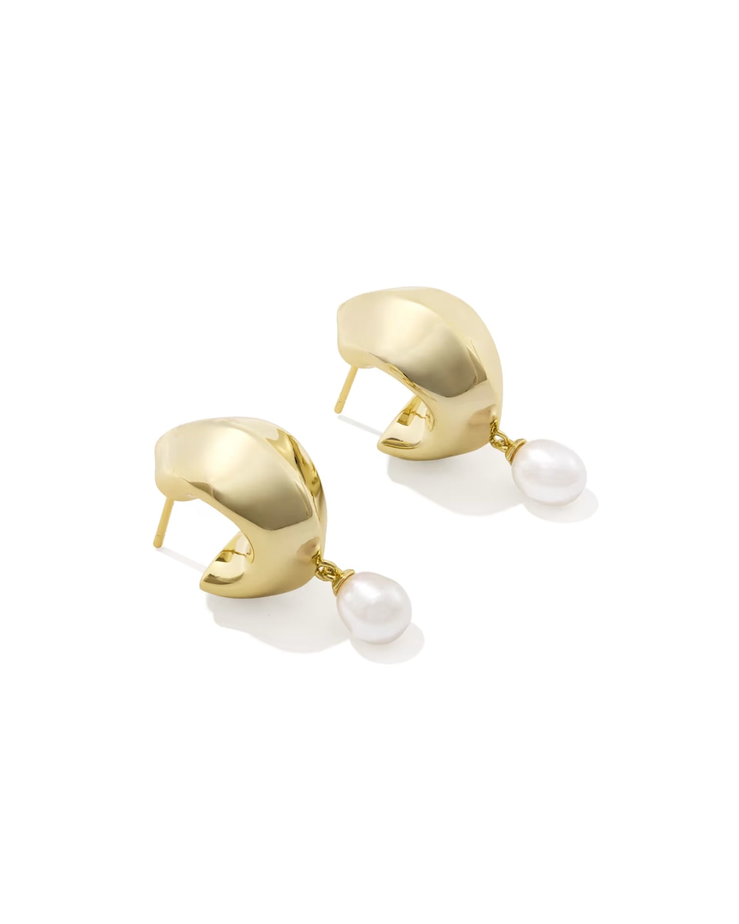 Kendra Scott Oakland Pearl Gold Huggie Earrings