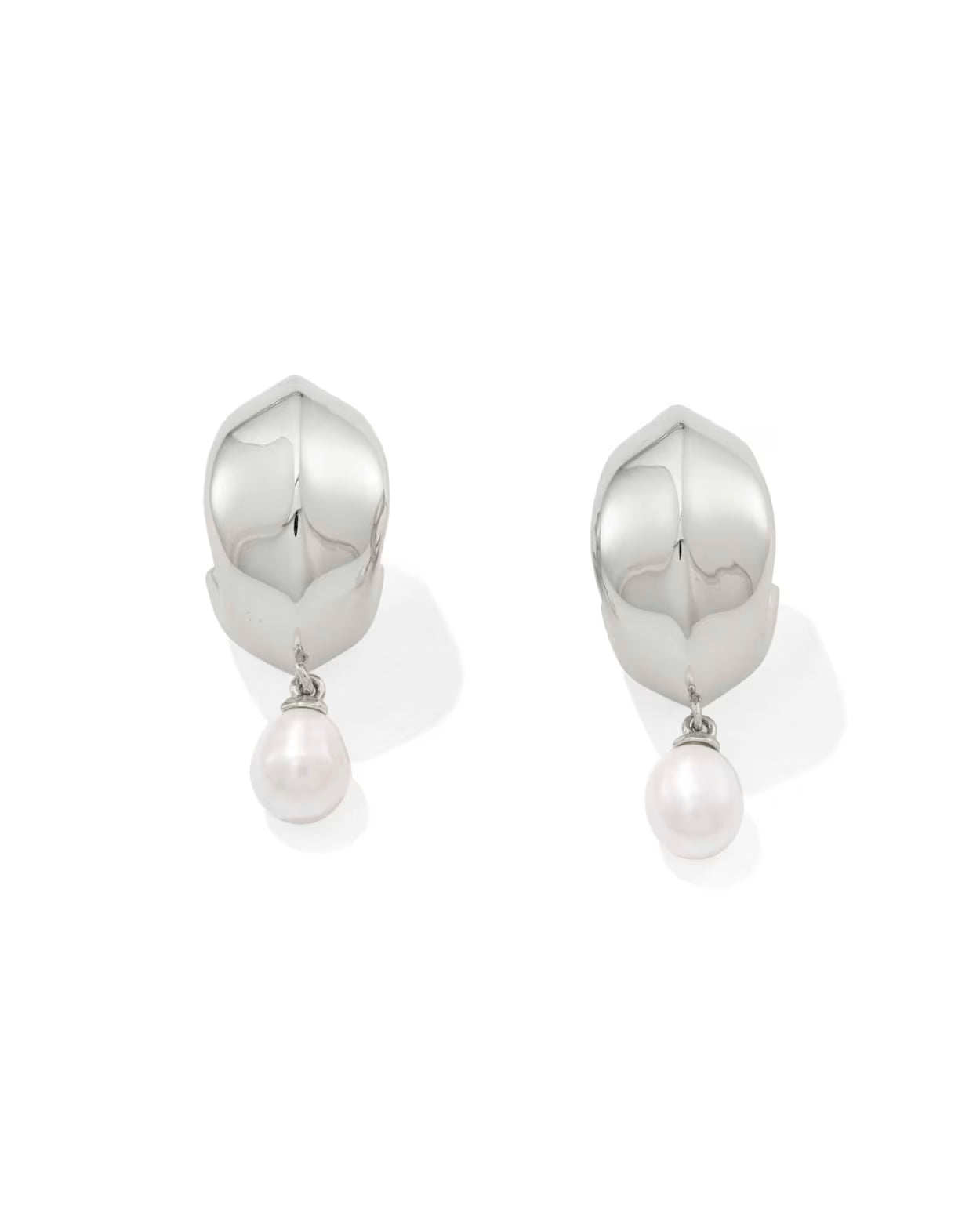 Kendra Scott Oakland Pearl Silver Huggie Earrings
