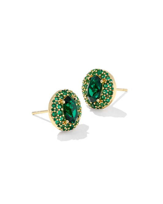 Kendra Scott Bella Gold Stud Earrings Green Crystal