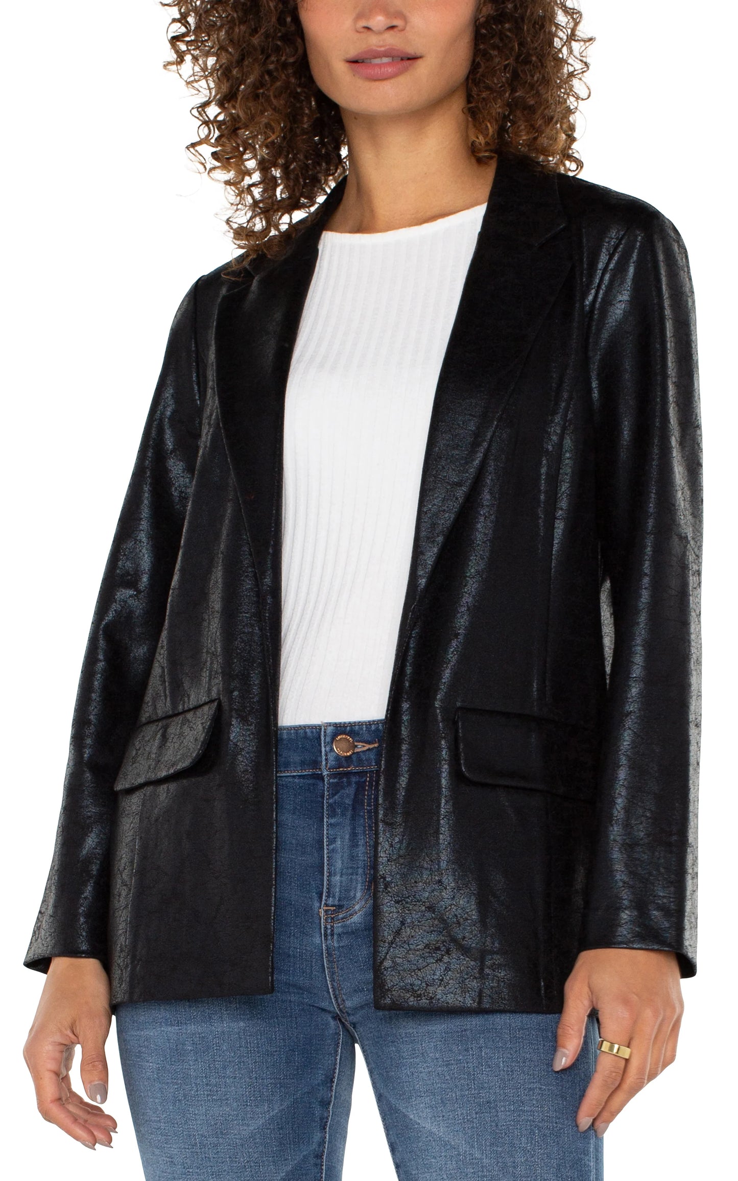 Liverpool Black Crackle Boyfriend Blazer