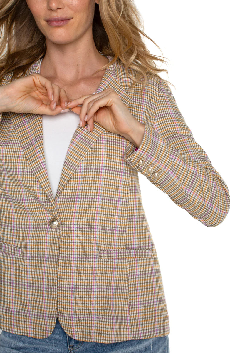 Liverpool ORANGE TAN MULTI CHECK Fitted Blazer